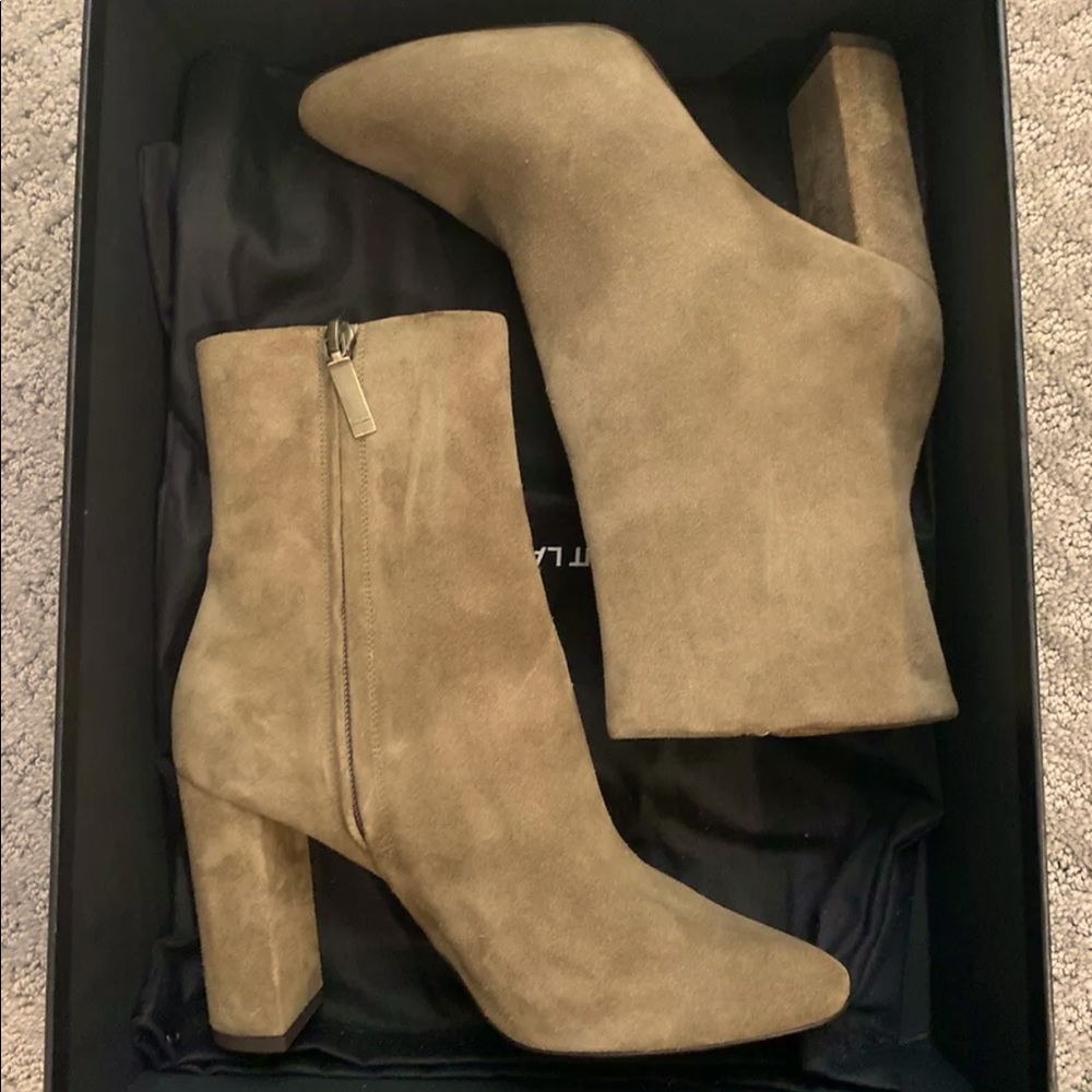 Saint Laurent Womens Suede Chunky High Heel Ankle Boots (EUC)